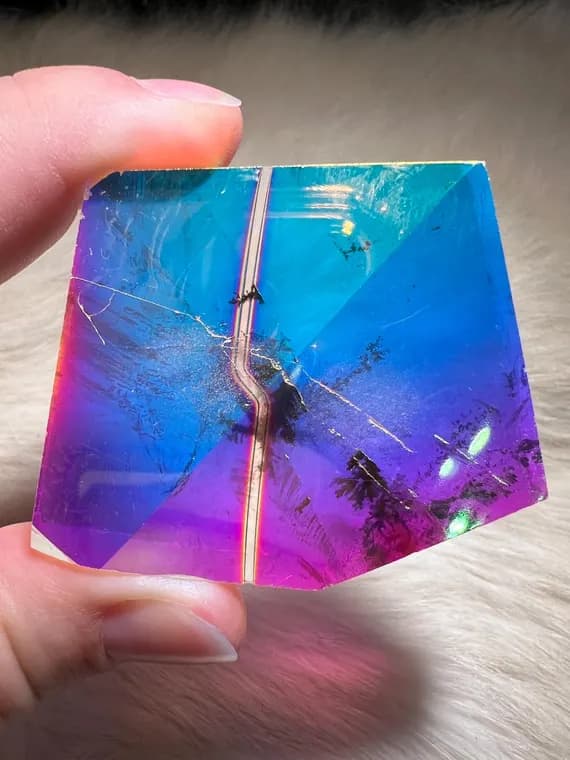 Gorgeous rainbow aura dendritic quartz free form