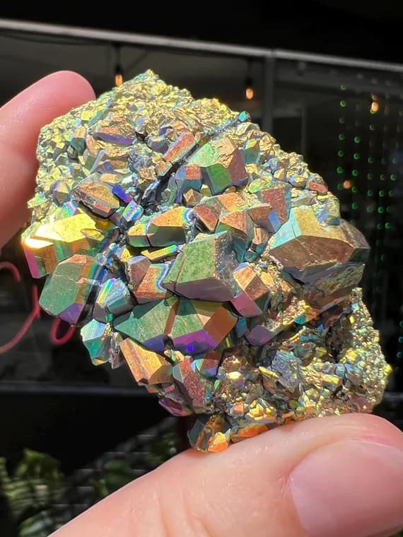 Shifty rainbow aura crystalline epidote cluster