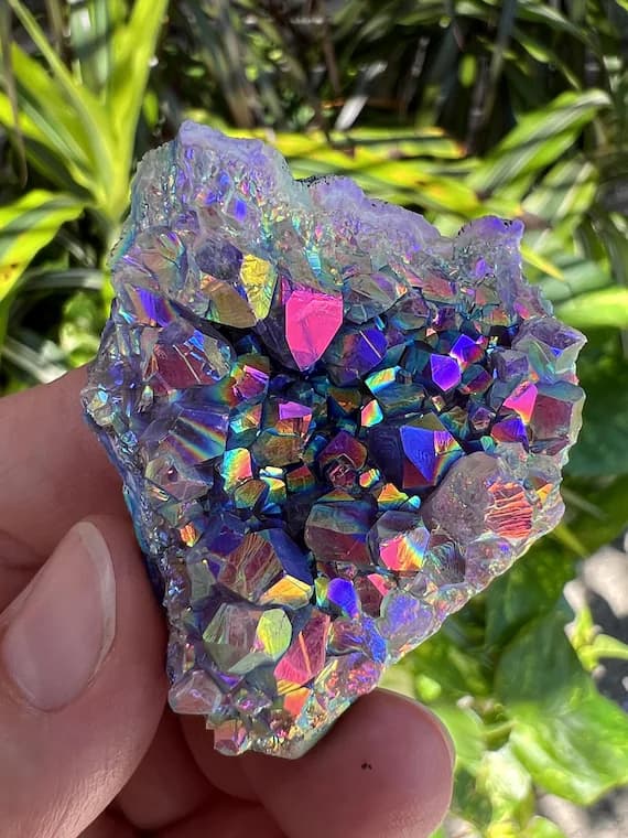 Moonbeam aura Amethyst Cluster