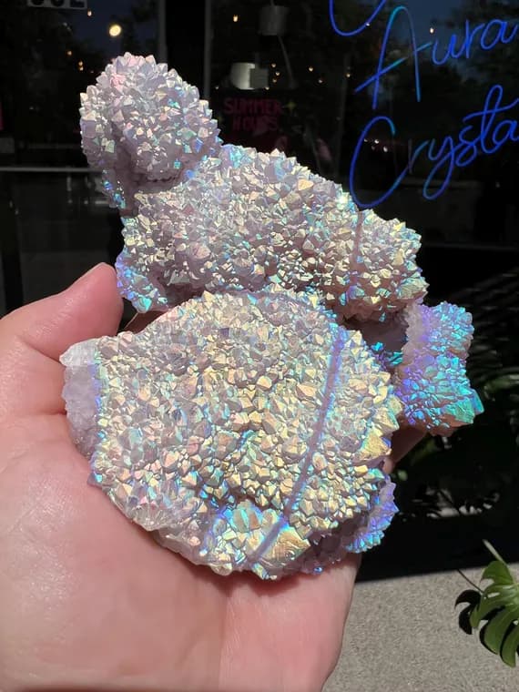 Rainbow aura spirit amethyst Quartz cluster faery cactus