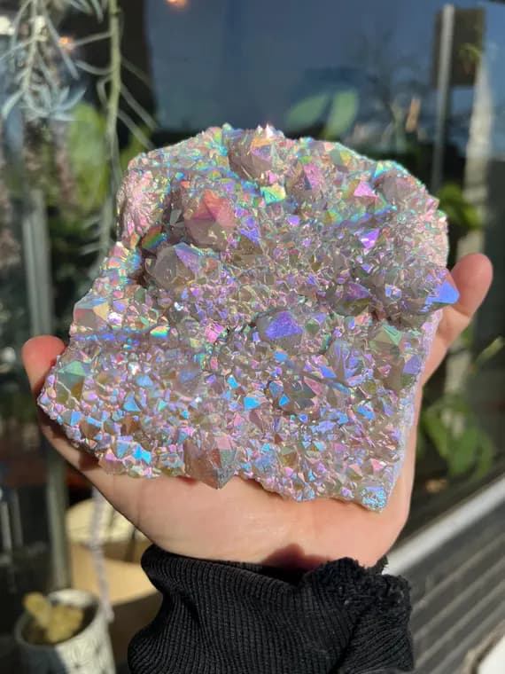 BIG BOI glowing Rainbow aura spirit Quartz cluster faery cactus