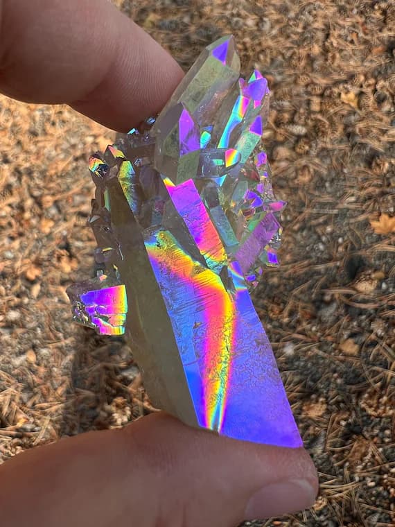 Glowing moonbeam aura smoky quartz cluster