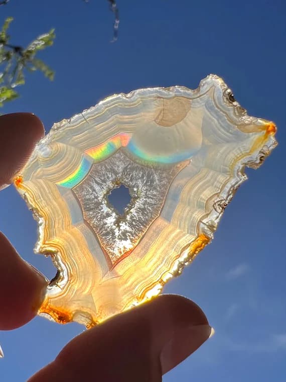 Funky Rare Iris Agate Slice, whole slice