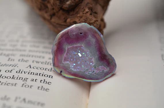Pink Dyed aura Quartz geode