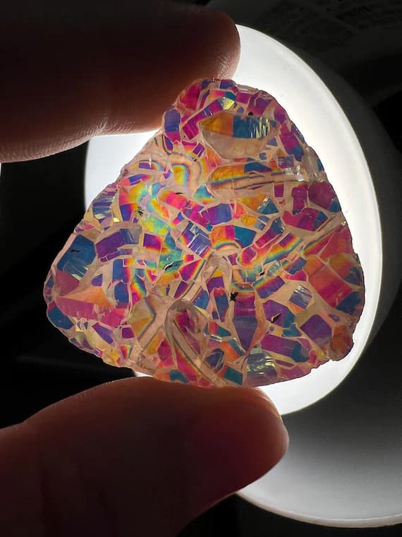 Rainbow aura amethyst druzy cluster cabochon, semi polished