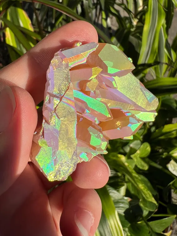 Rainbow aura Tangerine Quartz