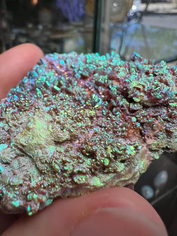 Rainbow aura red Vanadinite cluster
