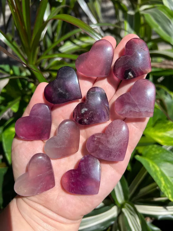 Beautiful purple fluorite polished puffy heart