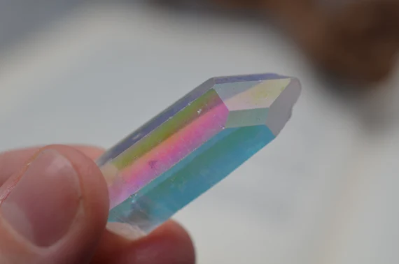Opal, Angel Aura lemurian Quartz point