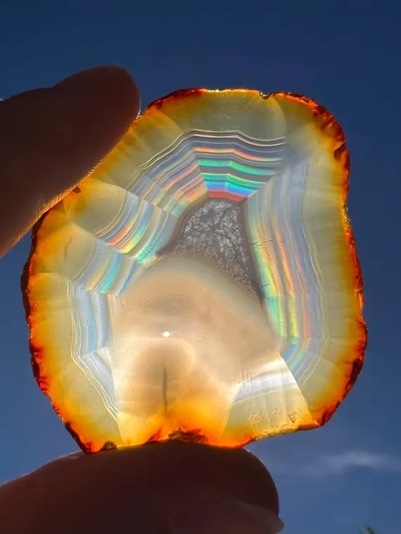 Rare Iris Agate Slice, whole slice