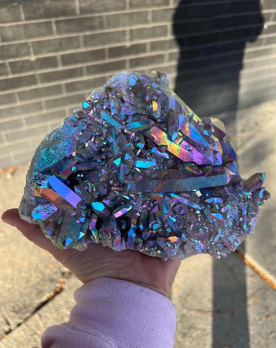 MASSIVE moonbeam aura smoky quartz cluster