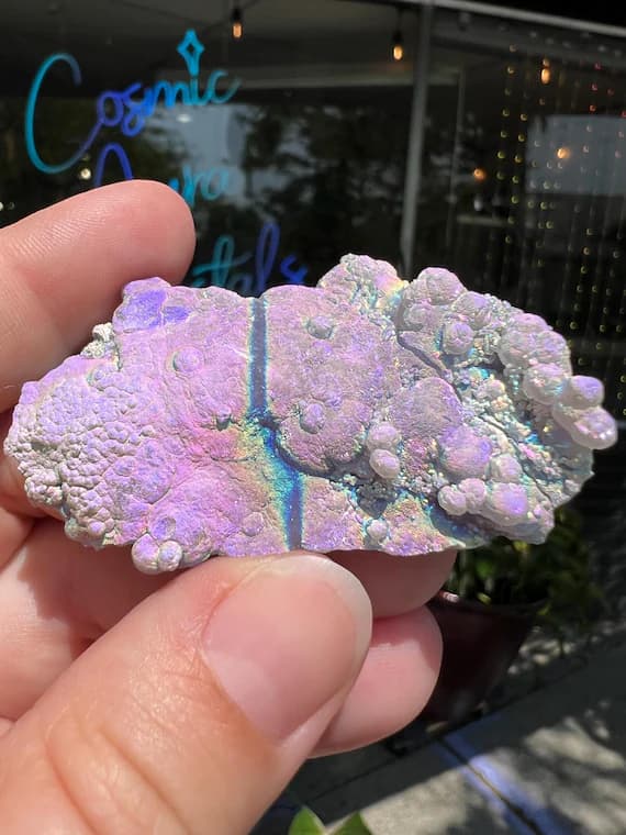 Glowing moonbeam aura grape agate, chalcedony