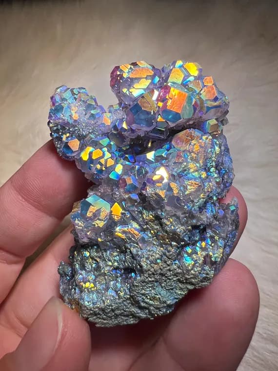 Fire Aura Fujian Fluorite cluster, Purple fluorite, raw