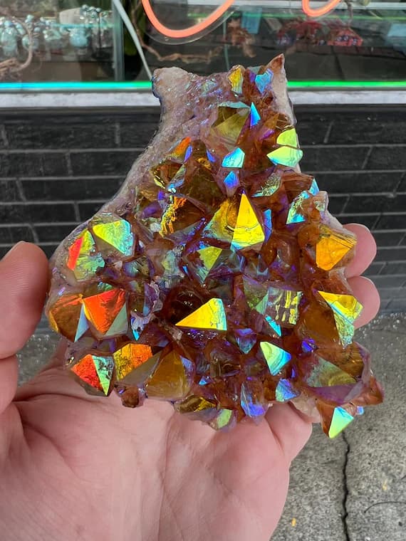 Beautiful Rainbow aura citrine
